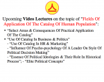 "Fields Of Application Of The Catalog" Upcoming Lecture Topics